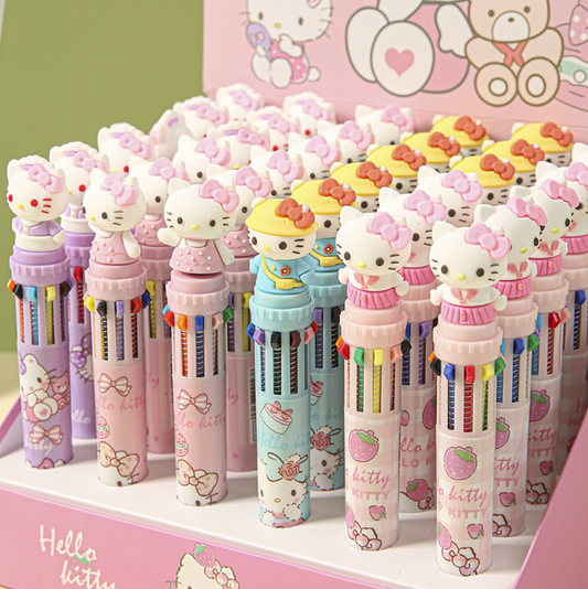 Caneta Multicolor Hello Kitty 10 cores